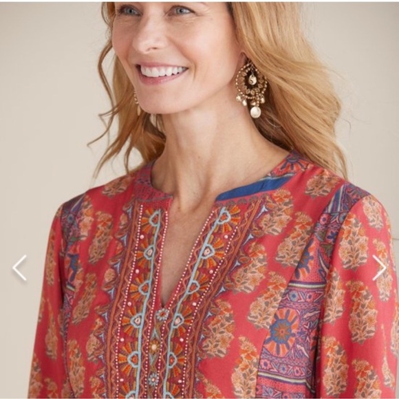 Soft surroundings Red Phoenix dress Large Hippy Boho vibe - Picture 3 of 13